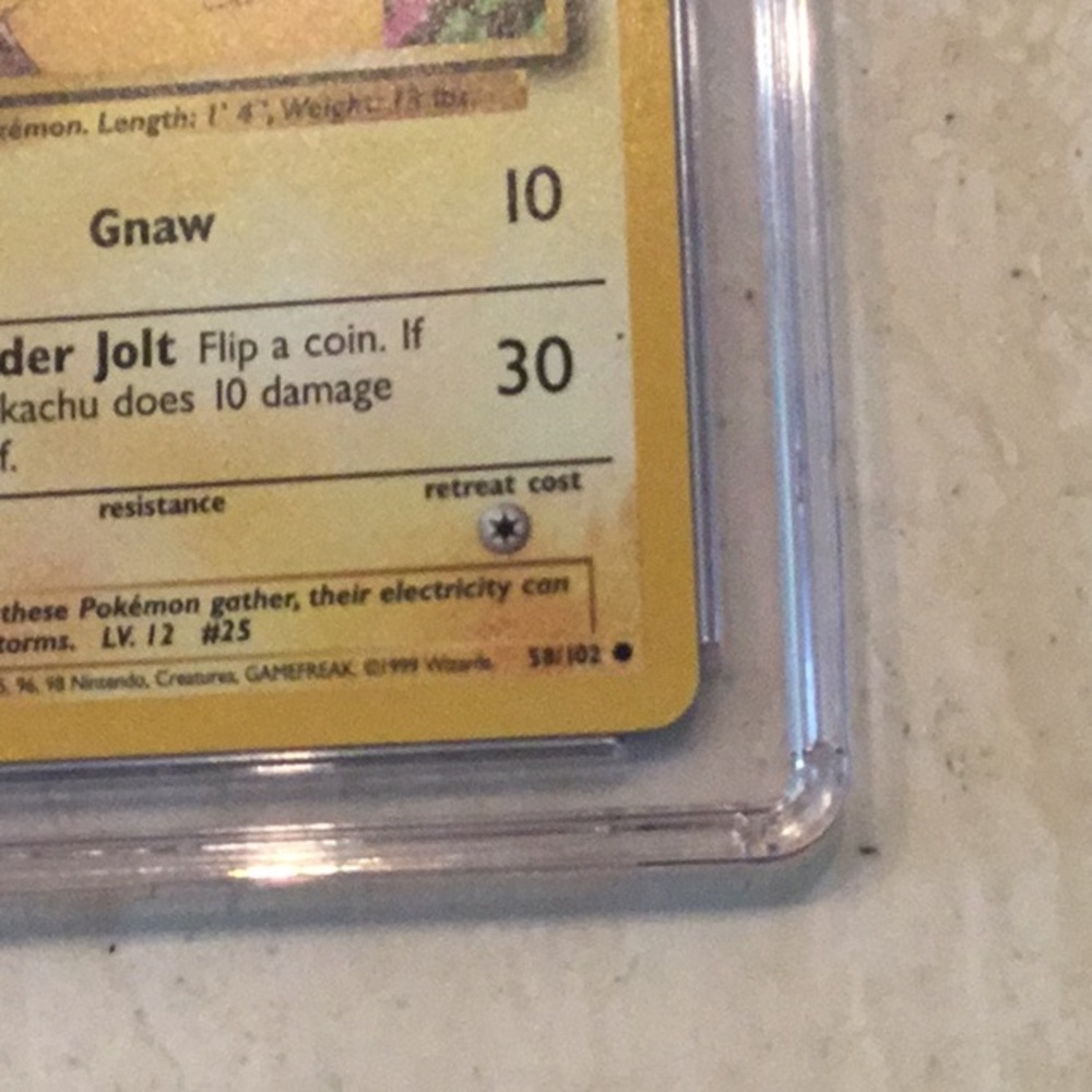 Pikachu 1999 Yellow Cheeks 58/102 Pokemon Base Set CGC 7 Graded Card #58 - Picture 4 of 7